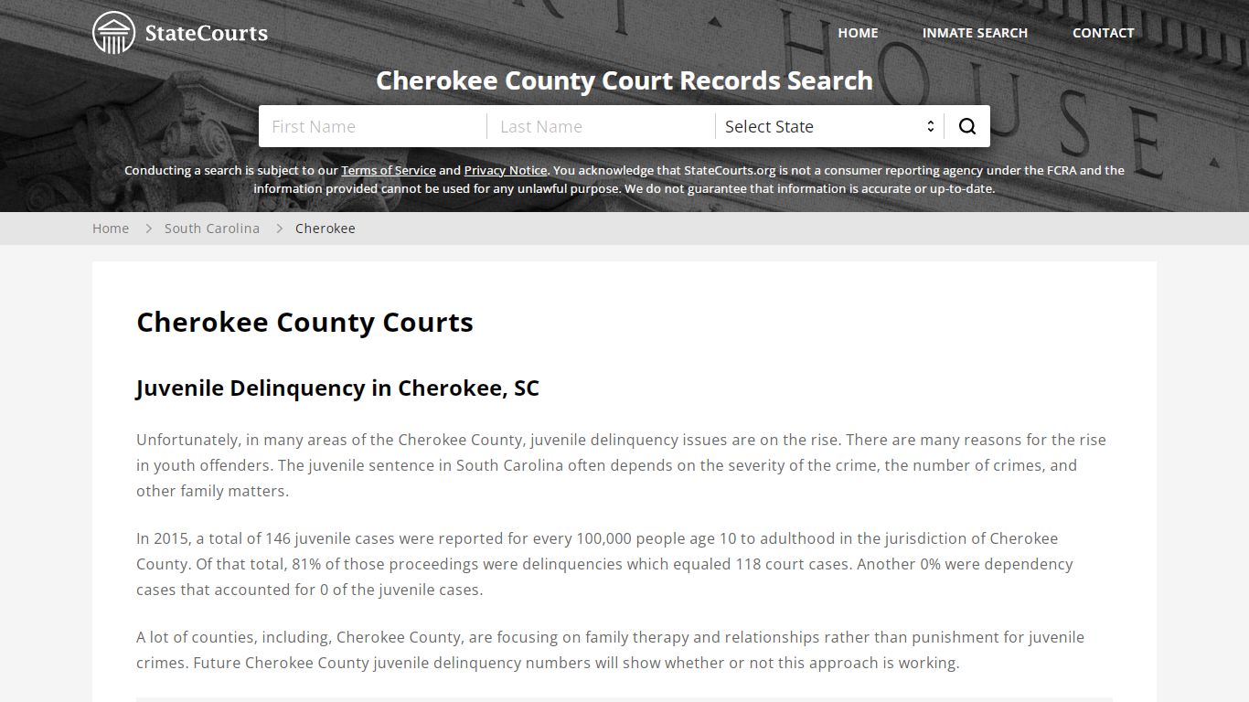 Cherokee County, SC Courts - Records & Cases - StateCourts