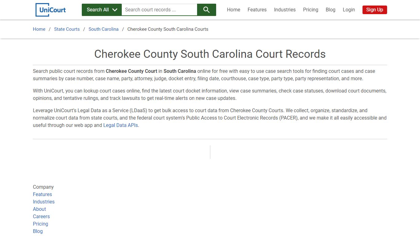 Cherokee County South Carolina Court Records | South Carolina | UniCourt