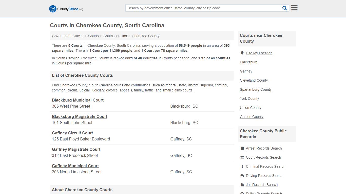 Courts - Cherokee County, SC (Court Records & Calendars)